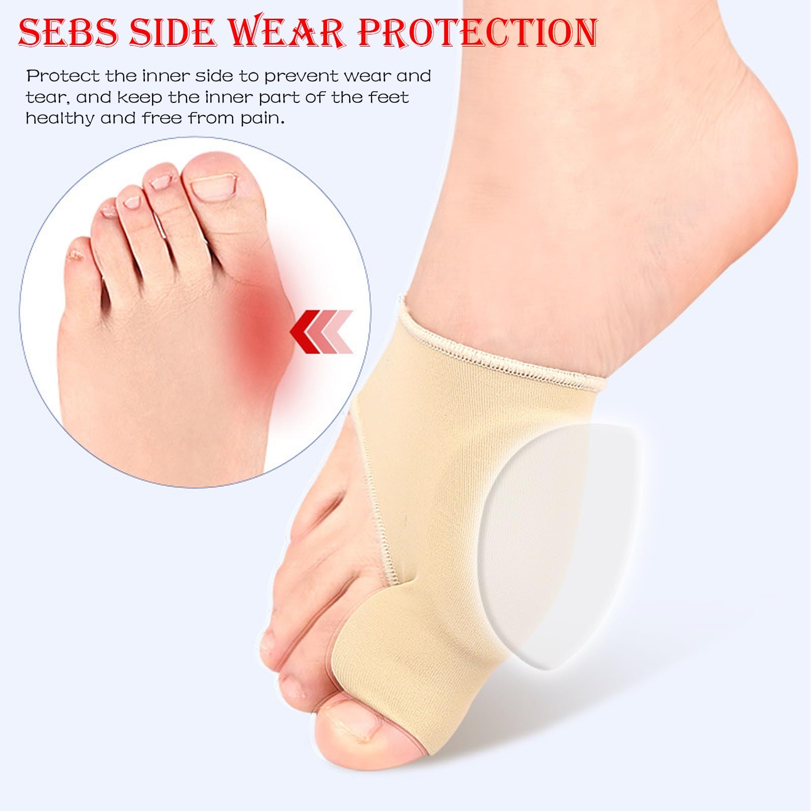 Шкарпетки для корекції вальгусної деформації Epunk Силіконові, тілесного кольору Lycra, фото №5