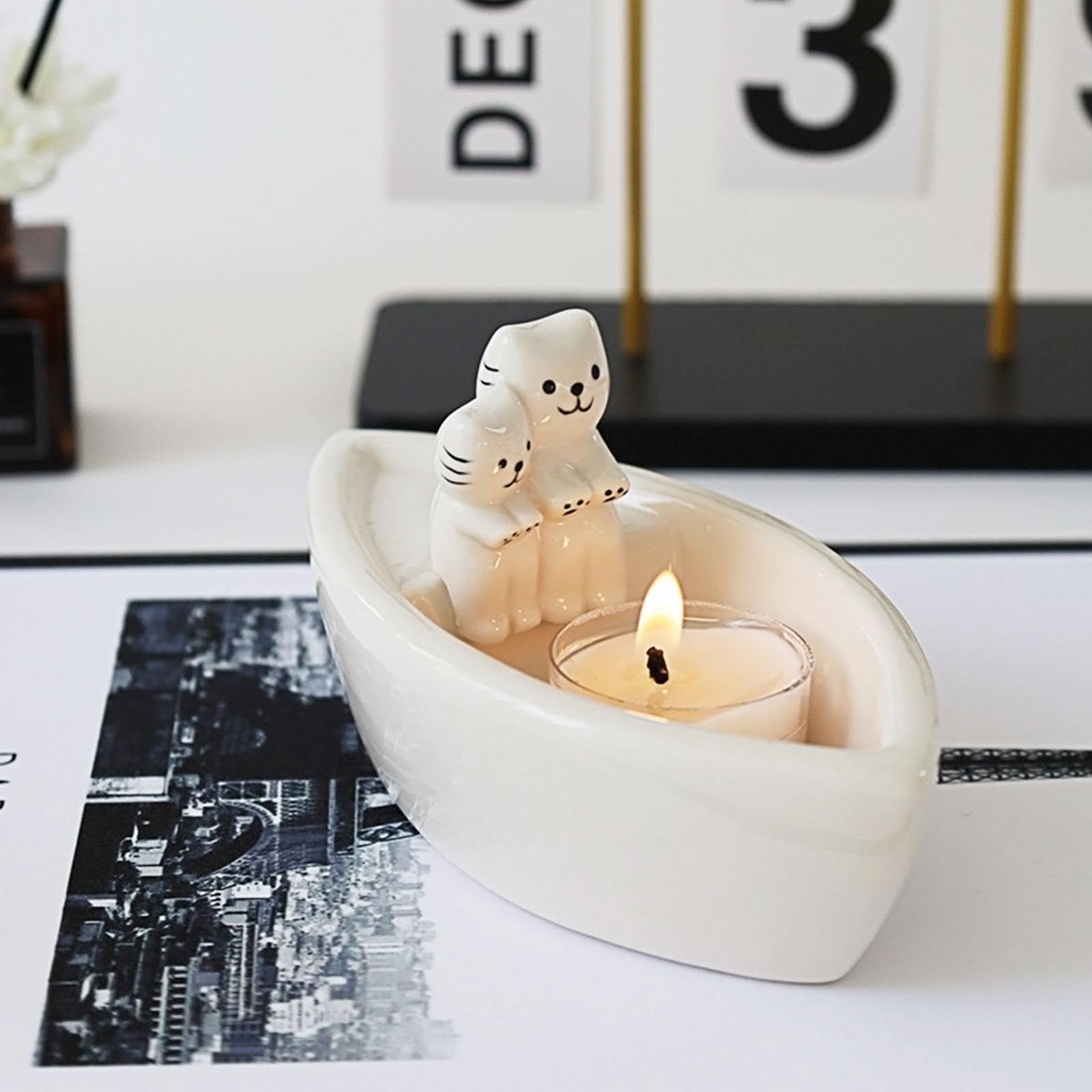 Подсвечник Ceramic Kitten Cat Heating Paw Ship Type, фото №4