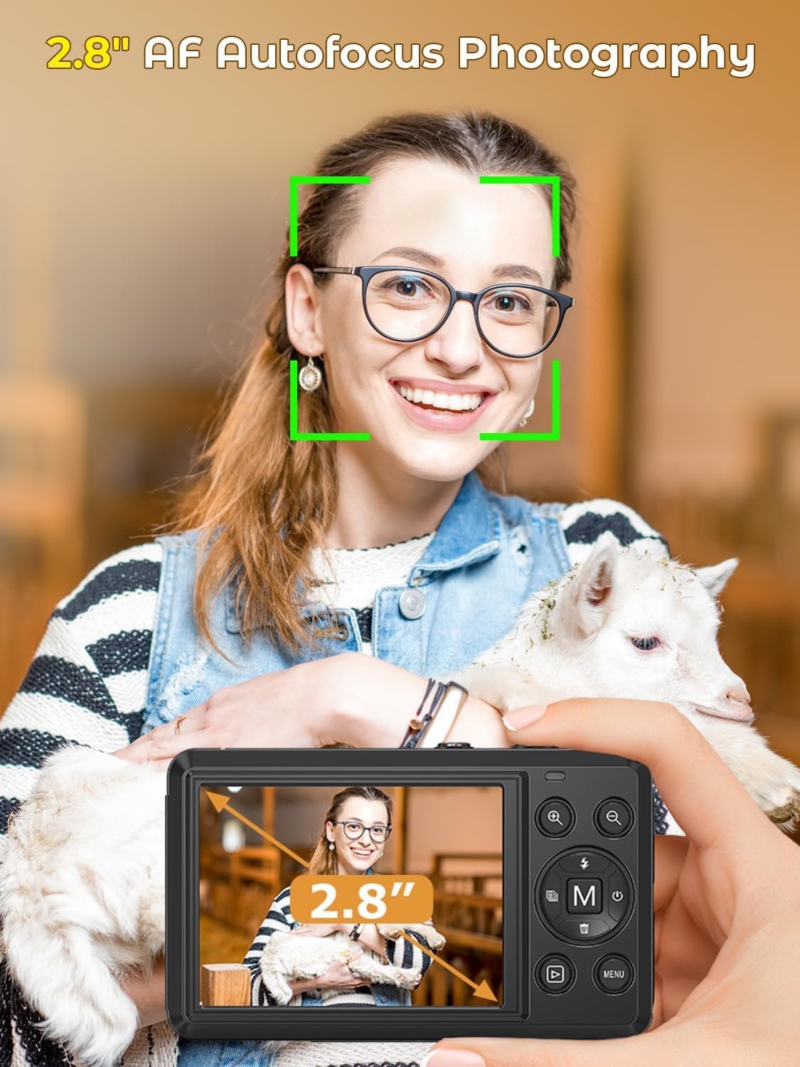 Цифровая Фотокамера 4K 64MP, 2.8 Дюйма UHD Автофокус, Карта 32GB и Батарея, 16X Цифровой Зум, Перезаряжаемая Портативная Компактная, для Детей Начинающих Подростков, фото №4