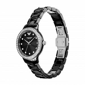 Женские кварцевые часы Emporio Armani AR70008, 3 стрелки, корпус 32 мм, керамический ремешок, черный, браслет synthetic.ua - Фото 1