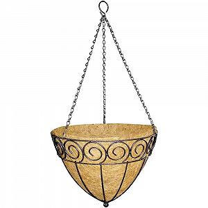 Підвісний кошик Siena Garden Cone Design Кокосовий вкладиш 35 см Чорний - Фото 1