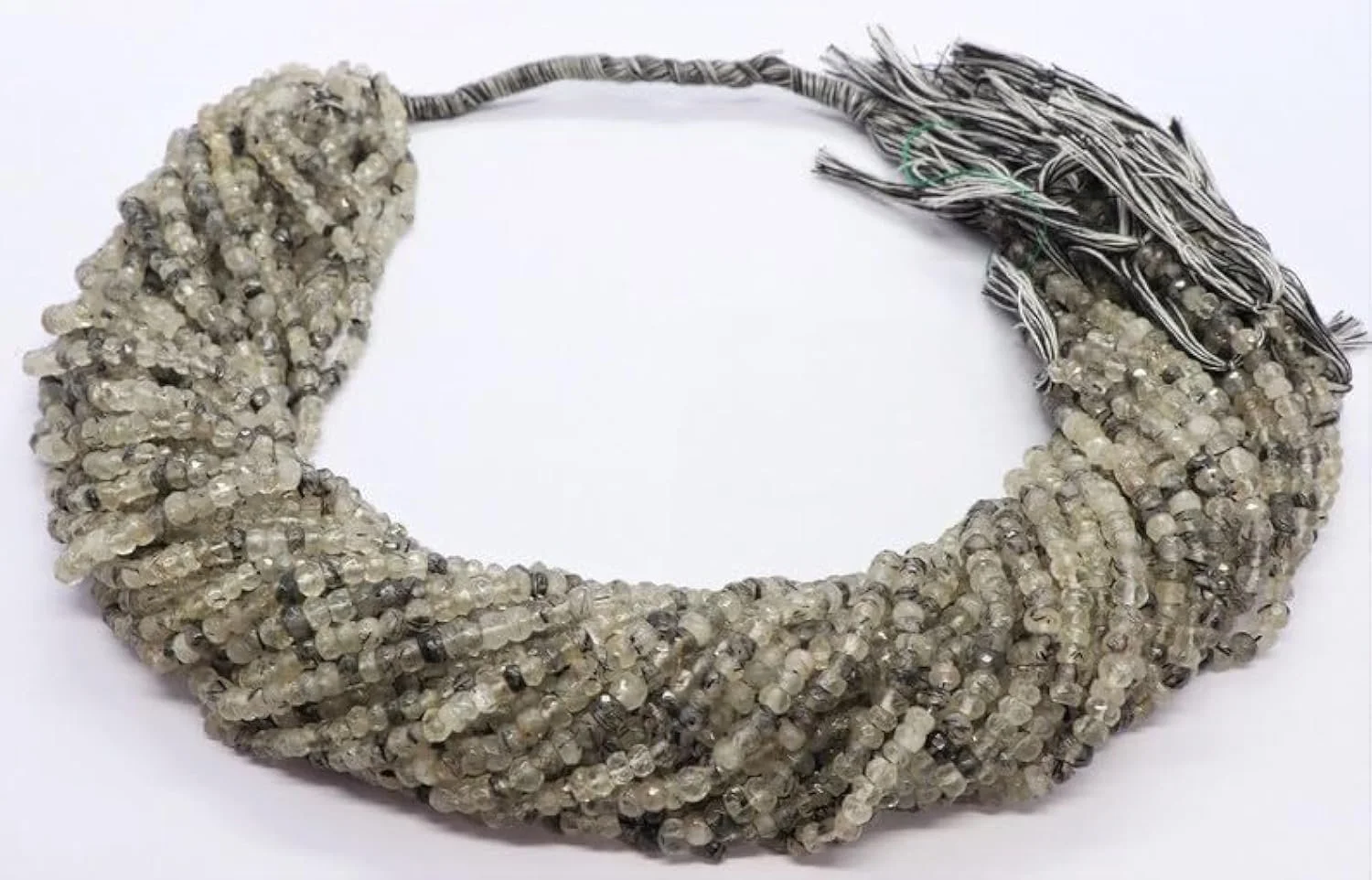 Намистини Родель Ограновані Намистини з Натурального Чорного Рутилу 3.5-4 мм, фото №1