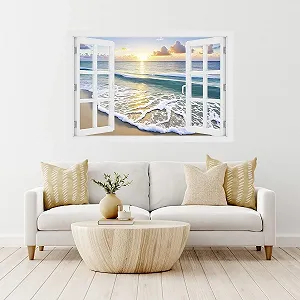 Наклейка на стіну DW000113 Sunset Sea Пейзажний формат 90 см x 60 см synthetic.ua - Фото 1