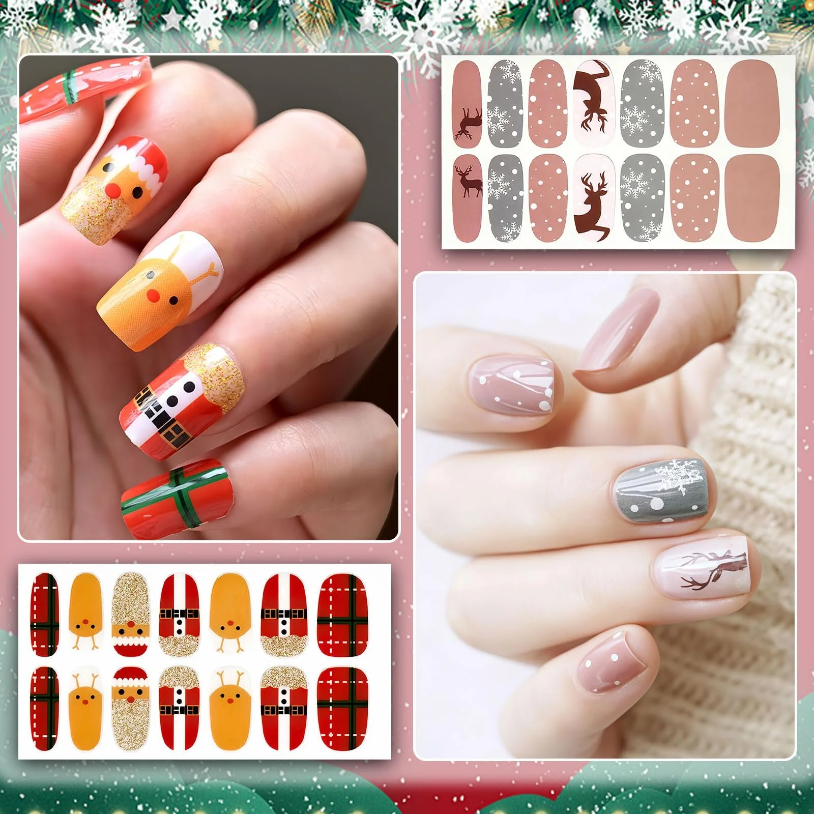 Наклейки для нігтів Christmas 8 аркушів з пилкою самоклеючі DIY, фото №6