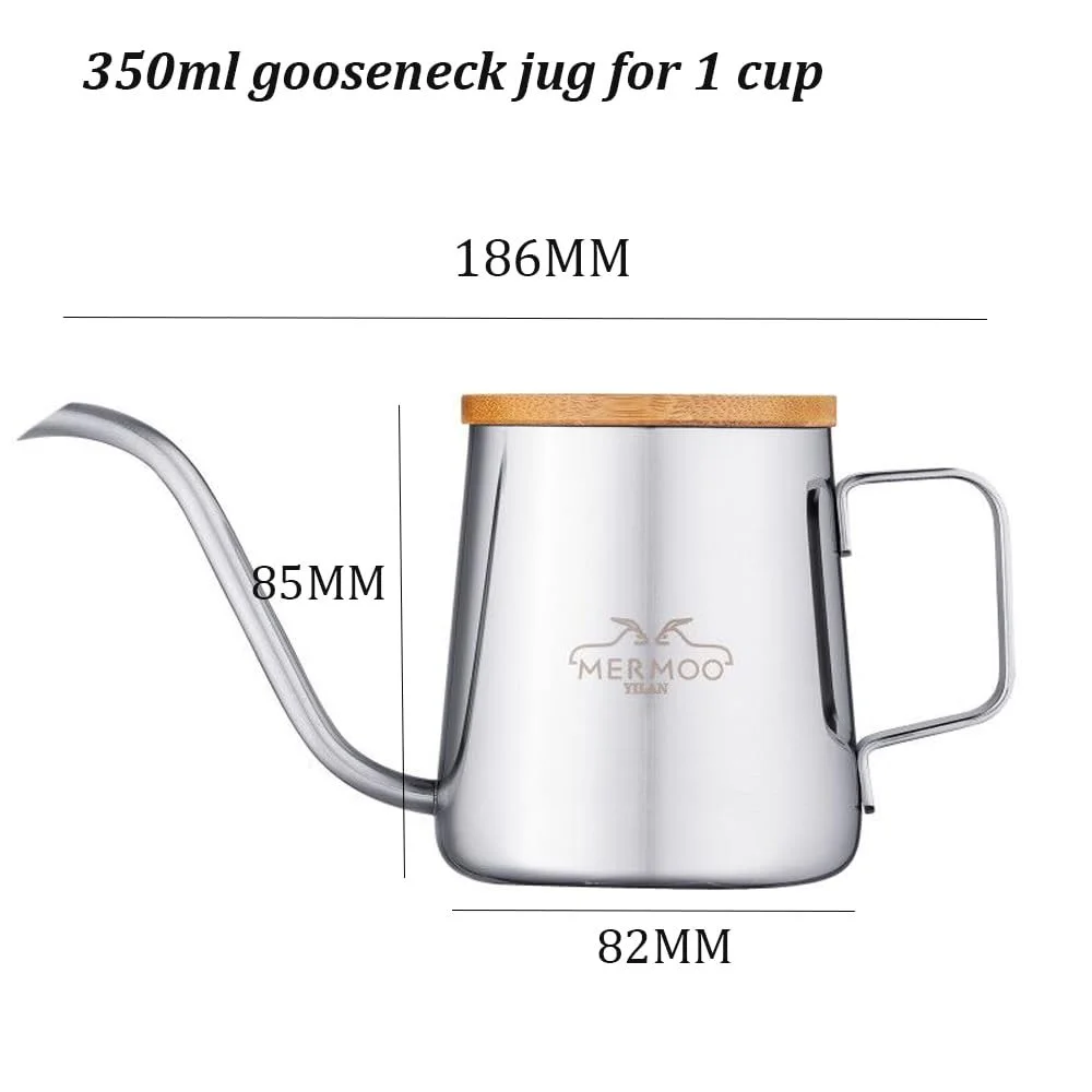 Кавник MERMOO YILAN Gooseneck 350 мл з нержавіючої сталі Gooseneck Кавоварка Pour Over, фото №3