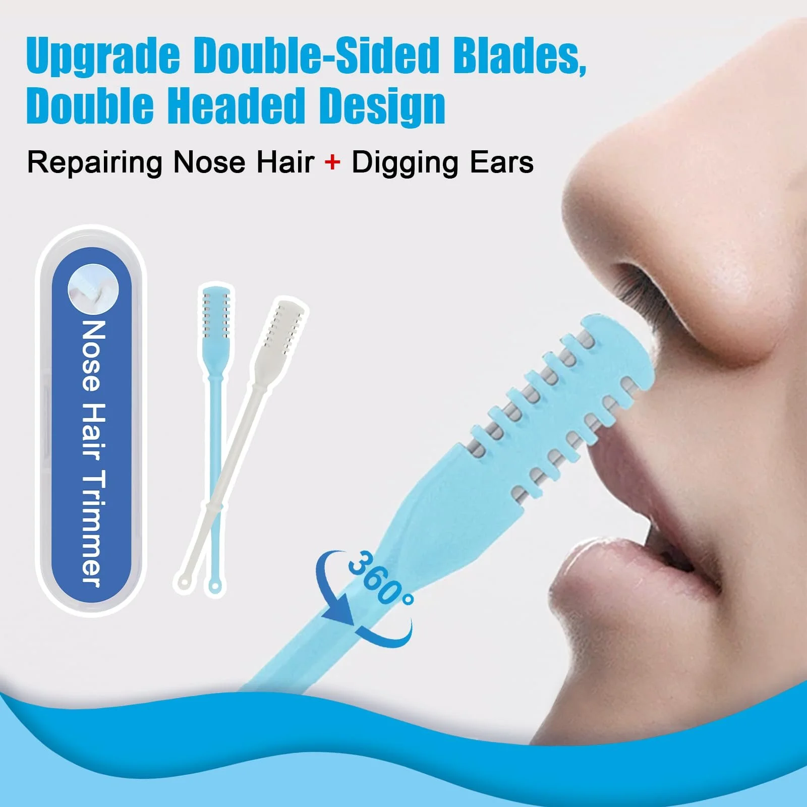 Набір Ножиць для волосся в носі Подвійний Портативний Ручний 360° Обертовий Чорний, фото №5