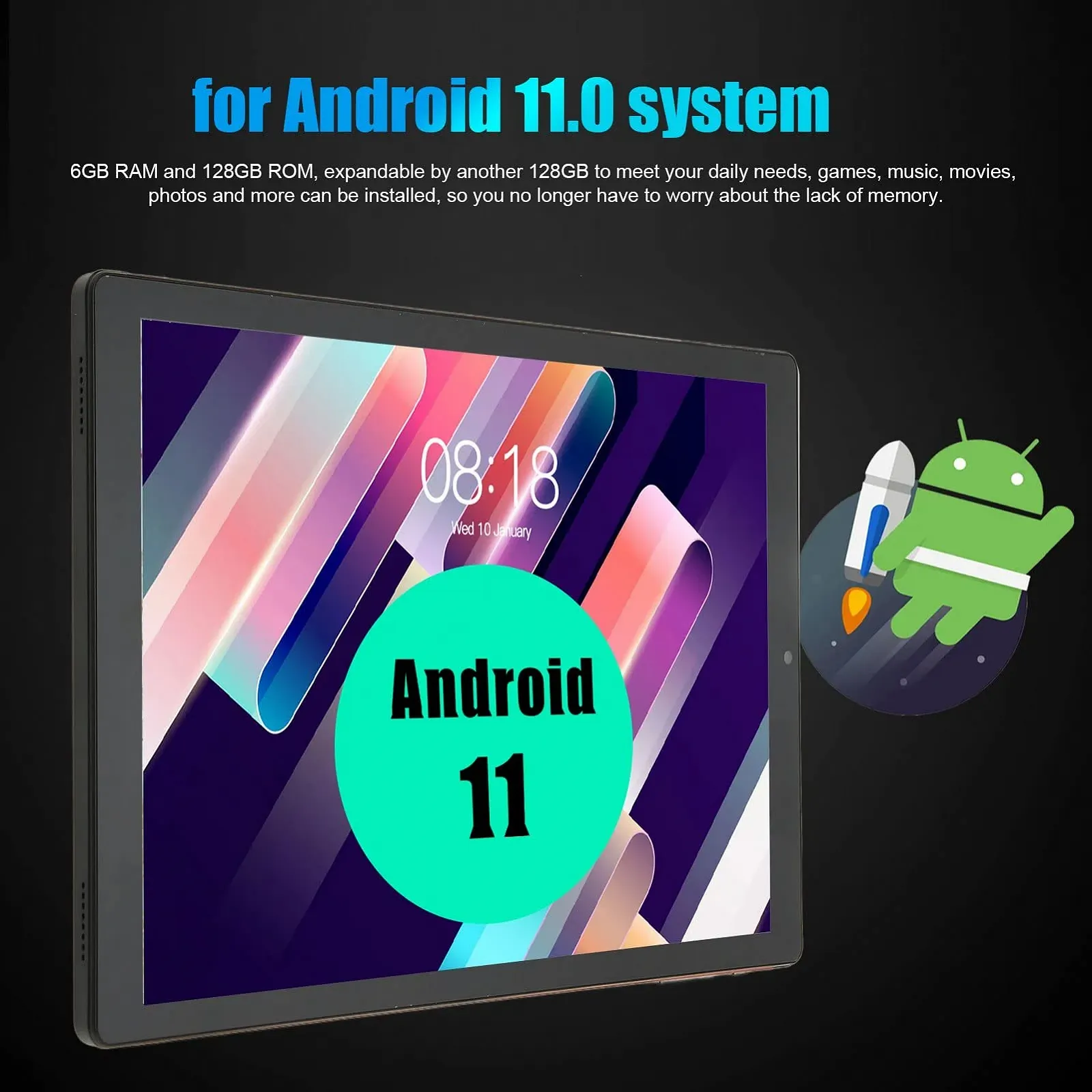 Планшет Sorandy 10.1" Android 11 6GB RAM 128GB ROM Octa-Core 5MP+13MP 6000мАч Silver, фото №4