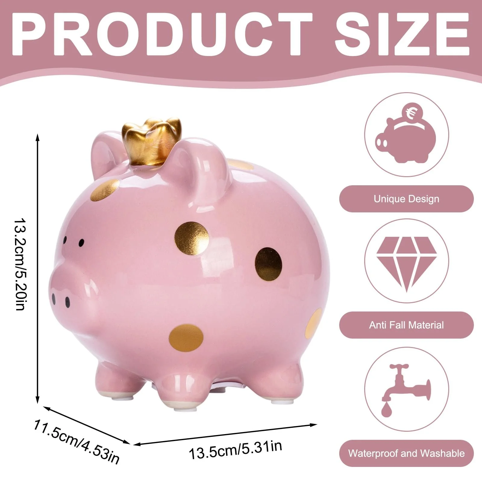 Скарбничка керамічна Велика удачлива свиня 11.8x14x13.2 см, фото №3