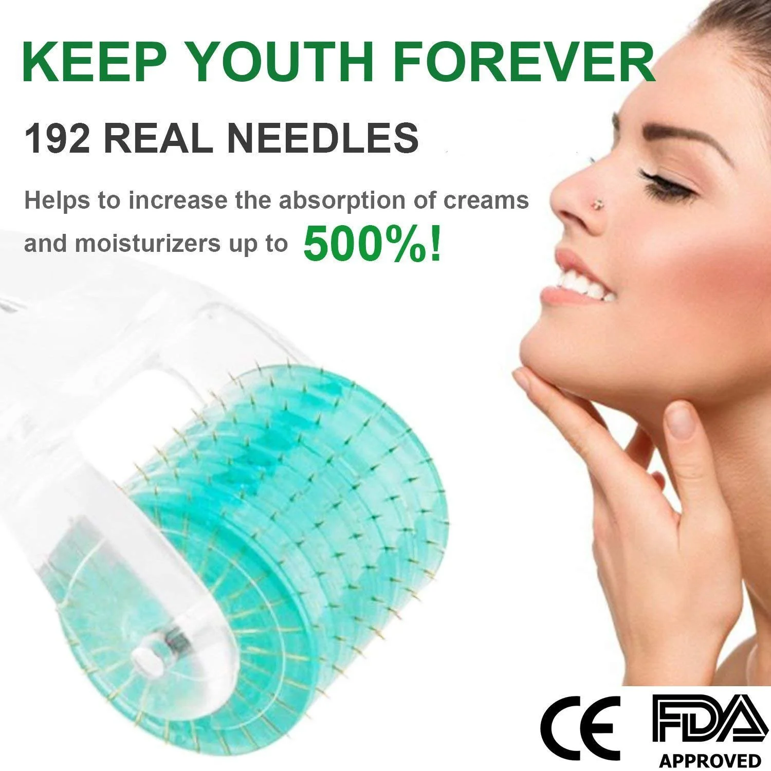 Derma Roller 0.3 мм, система мікроголок для шкіри, проти старіння, від прищів, розтяжок, целюліту, фото №4