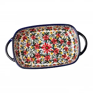 Форма для запікання польська кераміка прямокутна з подвійними ручками - Фото 1