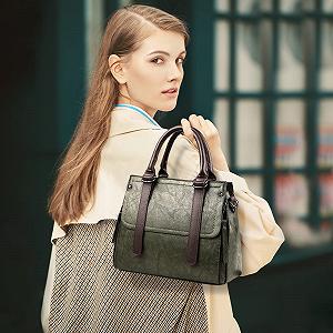 Сумка NICOLE & DORIS жіноча, Ретро, велика шкіряна, багатофункціональна, для офісу, для покупок, зелена, ретро synthetic.ua - Фото 1