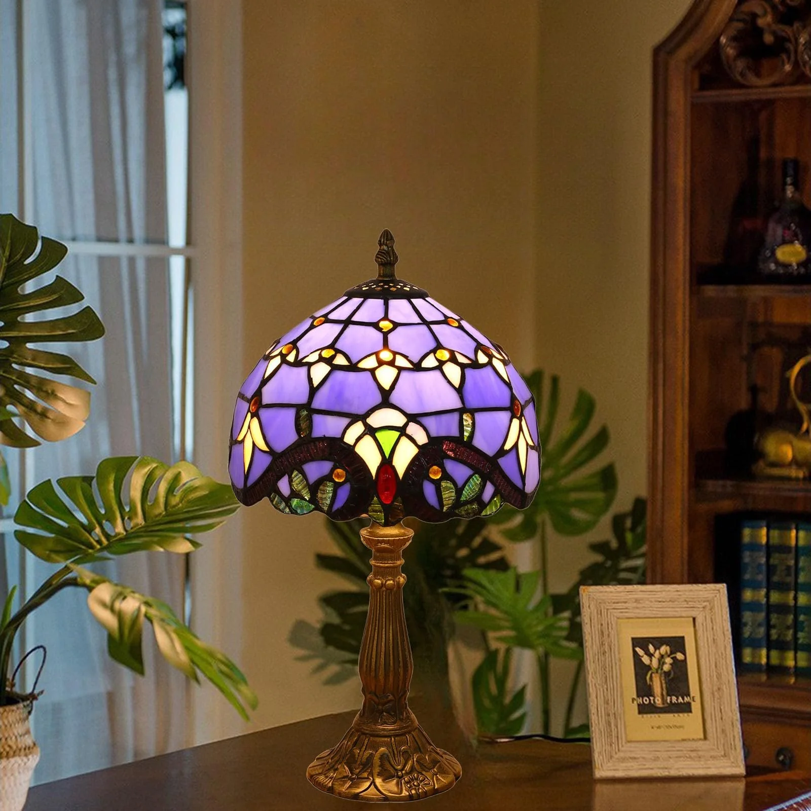 Настільна лампа Tiffany Retro 37 см вітражне скло, фото №6