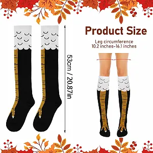 Носки Гольфы WLLHYF с куриными лапками, смешные, выше колена, креативные, новогодние, в виде печной трубы, до колена, в виде индейки, Хэллоуин, для женщин и девушек, черный synthetic.ua - Фото 1