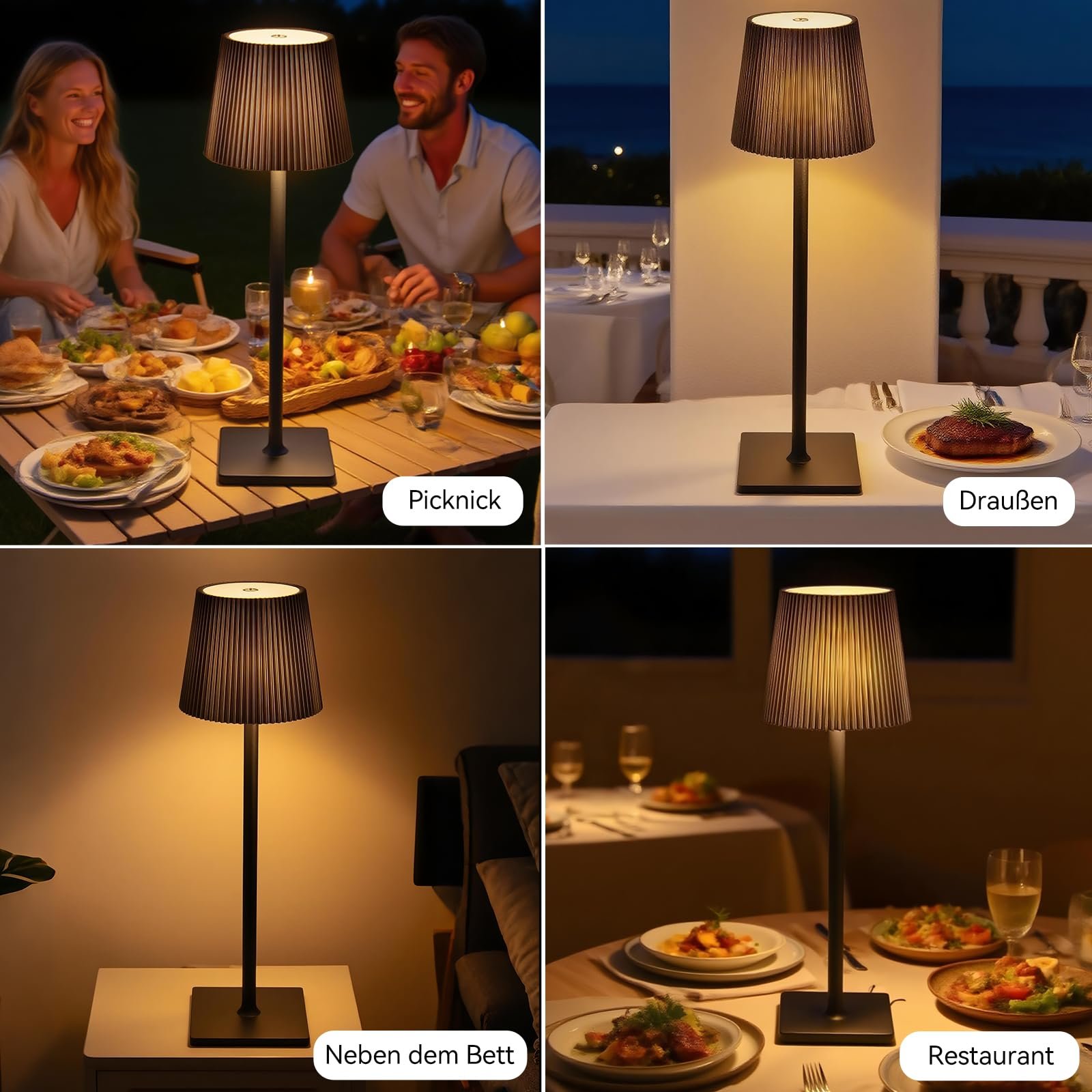 Настільна лампа Xiake Комплект 2 шт. LED димована 2700K-6000K IP54 водонепроникна Чорна, фото №7