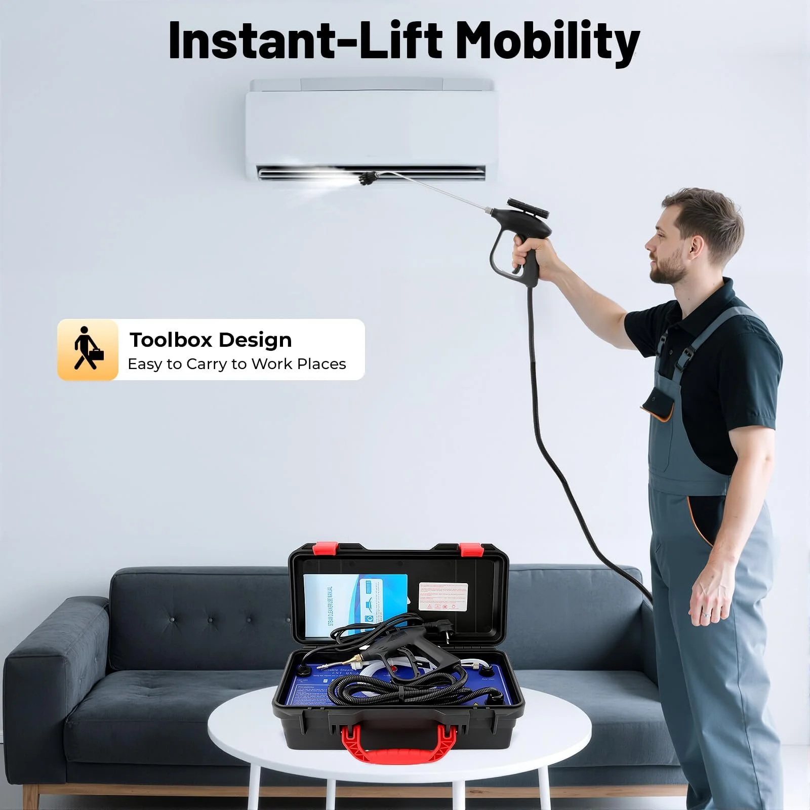 Пароочисник 3000 W багатофункціональний регульований портативний з розпилювачем 6 швидкостей, фото №6