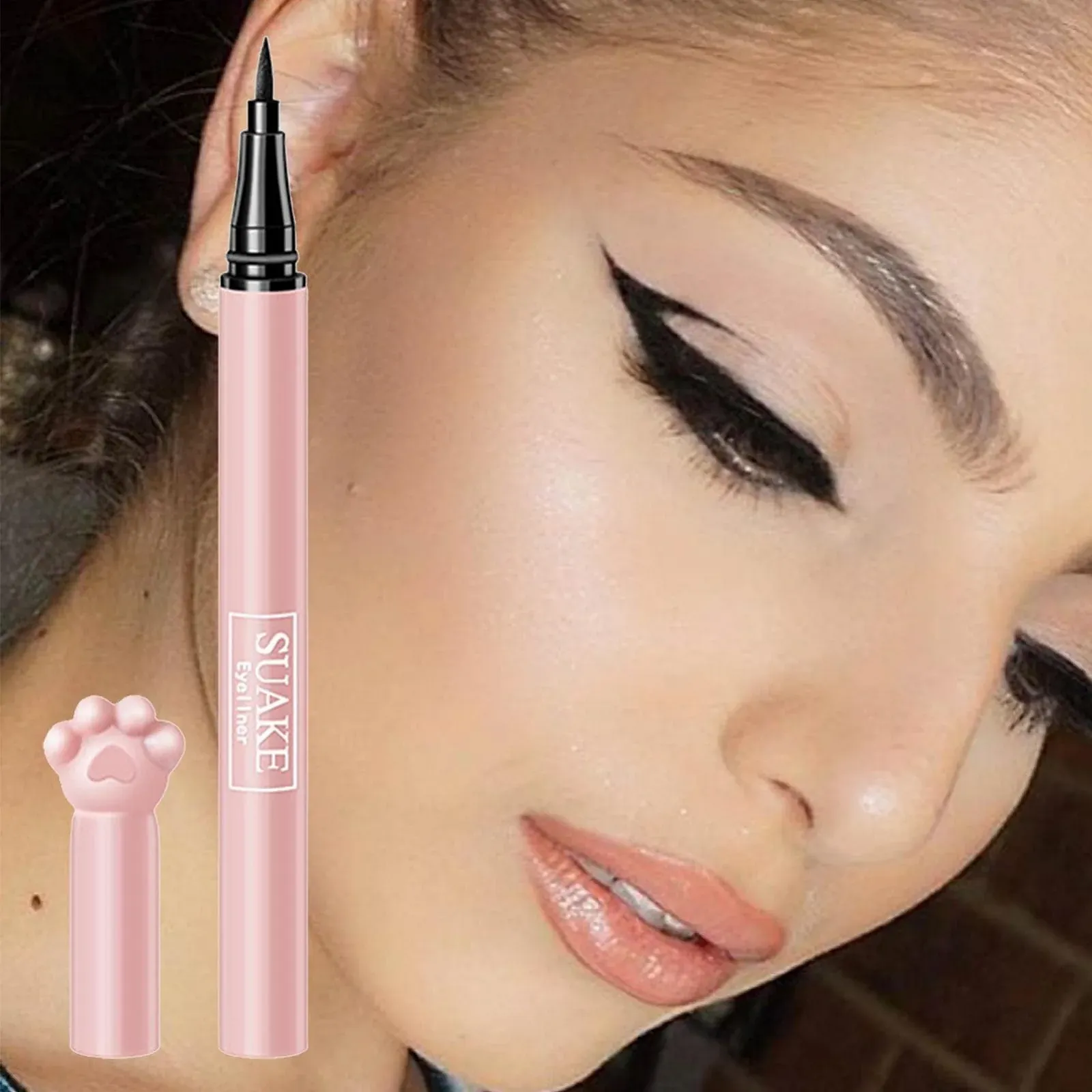 Жидкая Подводка для глаз Fowybe в форме кошачьей лапки розовая, фото №2