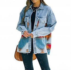 Джинсовая Куртка Sawmew Oversized Casual Средней Длины Trucker Vintage - Фото 1