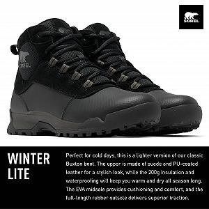 Черевики SOREL Buxton Lite Lace WP чоловічі, низькі, чорні synthetic.ua - Фото 1