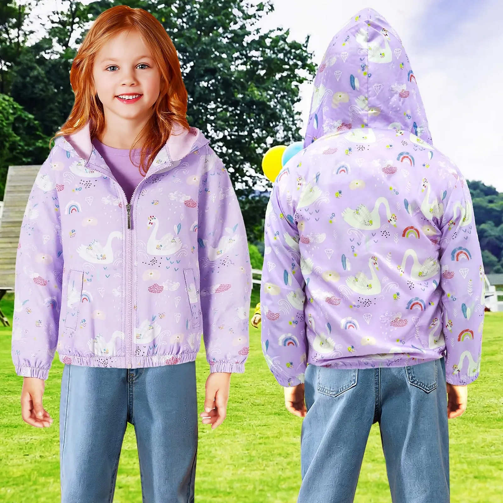Куртка JinBei Дитяча Куртка для Дівчаток Вітровка з капюшоном, фото №2