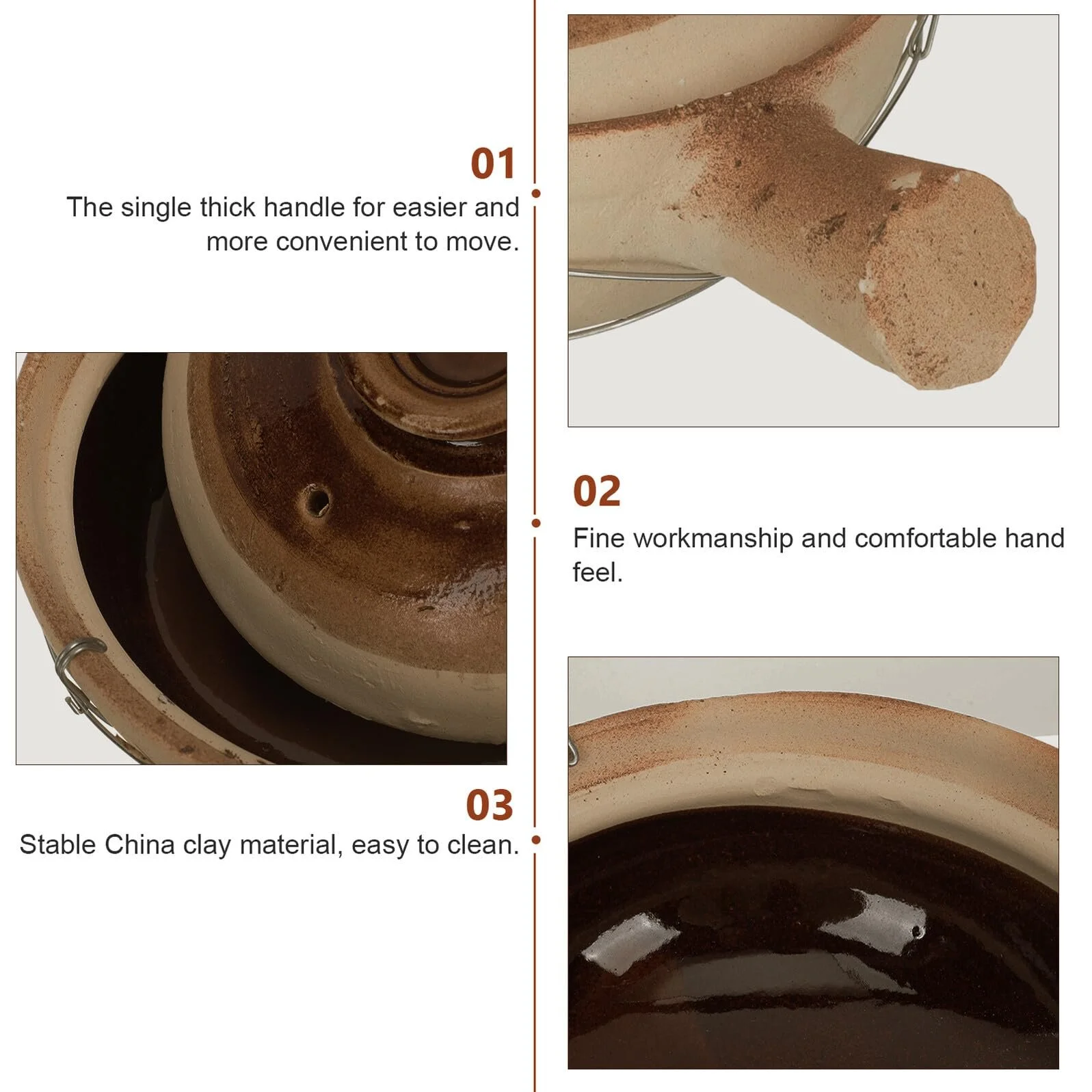 Кастрюля керамическая 0,5 л с ручкой для плова и рагу, фото №8