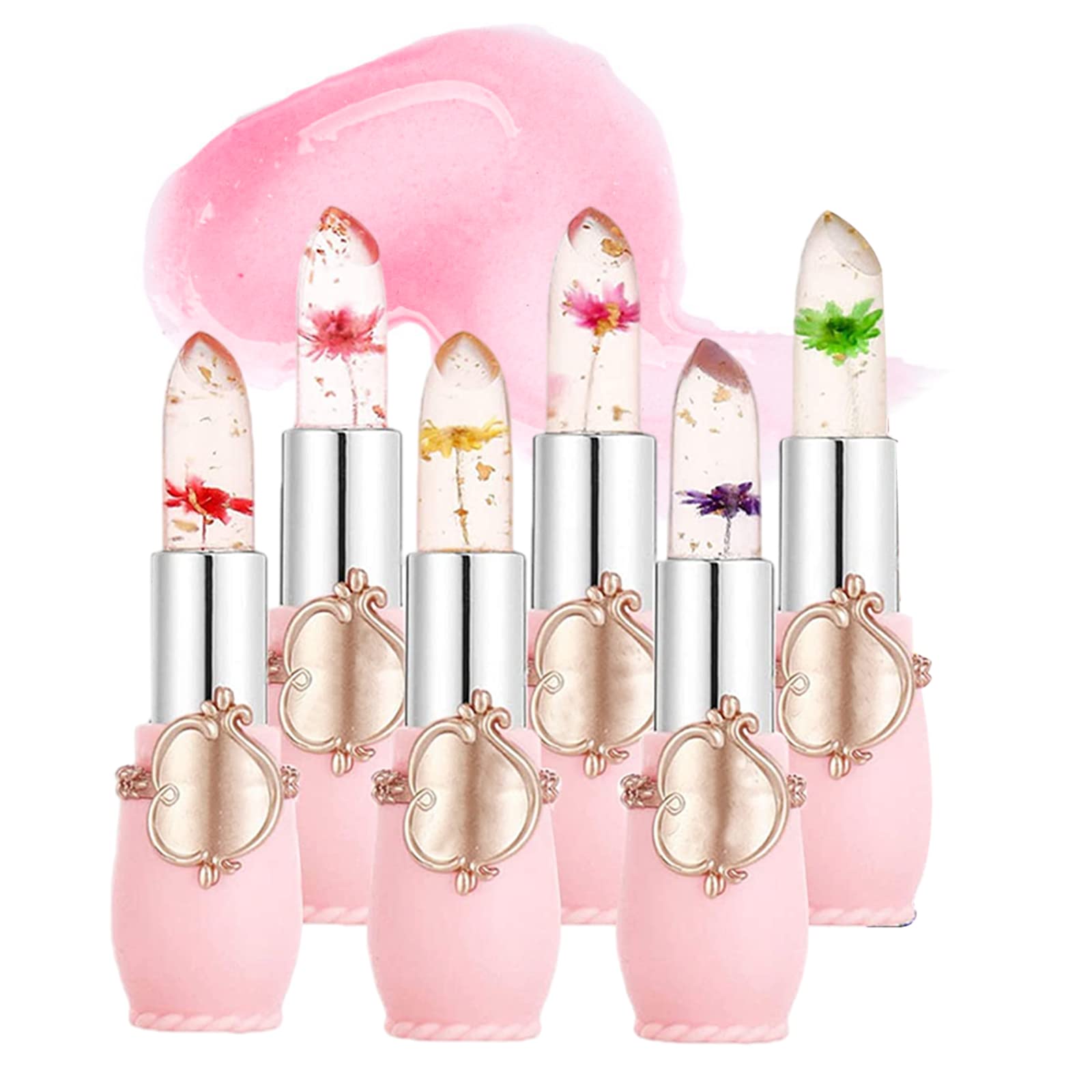 Губна помада Crystal Jelly Flower 6 шт Колір що змінюється з температурою та pH, бальзам для губ прозорий, фото №1