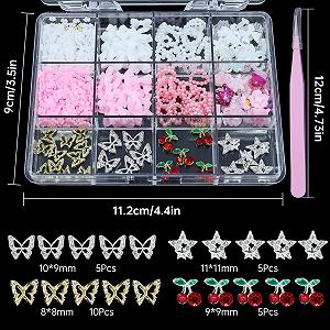 3D Anower IMI Асорті Метал Прикраса для нігтів Вишня Зірка Метелик Квітка Серця Різні Діаманти synthetic.ua - Фото 1