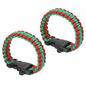 Браслет Paracord Survival PATIKIL, 2 шт. Плетеный парашютный браслет с пластиковой пряжкой. Красный, зеленый, пластик - Фото 1