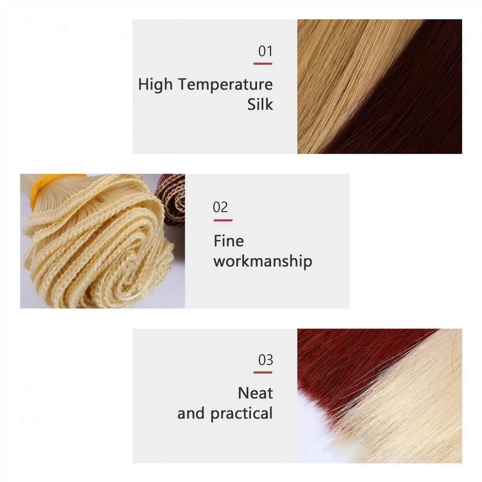 Волосся jojofuny 6 шт Синтетичне для ляльок, фото №5 Волосся jojofuny 6 шт Синтетичне для ляльок, фото №5