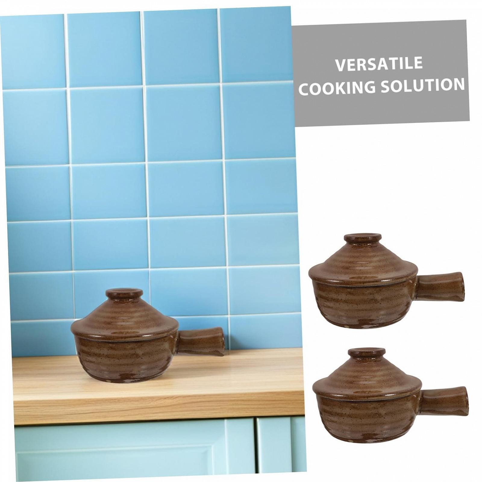 Набір ковшів PRETYZOOM для мікрохвильової печі 2 шт керамічні з кришками, фото №7