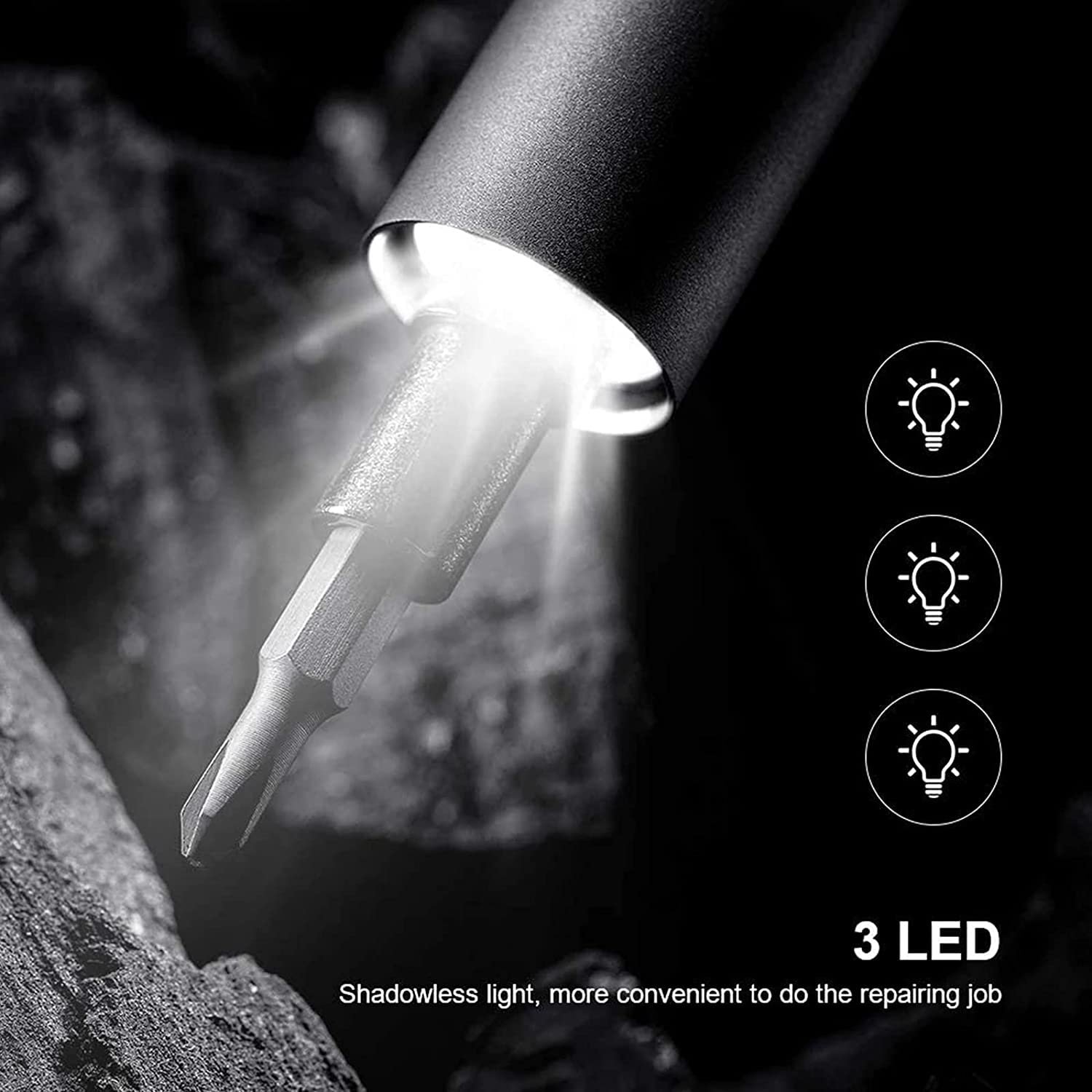 Електрична міні-викрутка WOWSTICK 23 в 1 Набір прецизійних з 20 магнітними насадками і LED-підсвіткою, фото №3