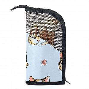 Набор кистей для макияжа с сумкой-органайзером Cat Kitten Flower, 12 шт, разноцветный -785 - Фото 1