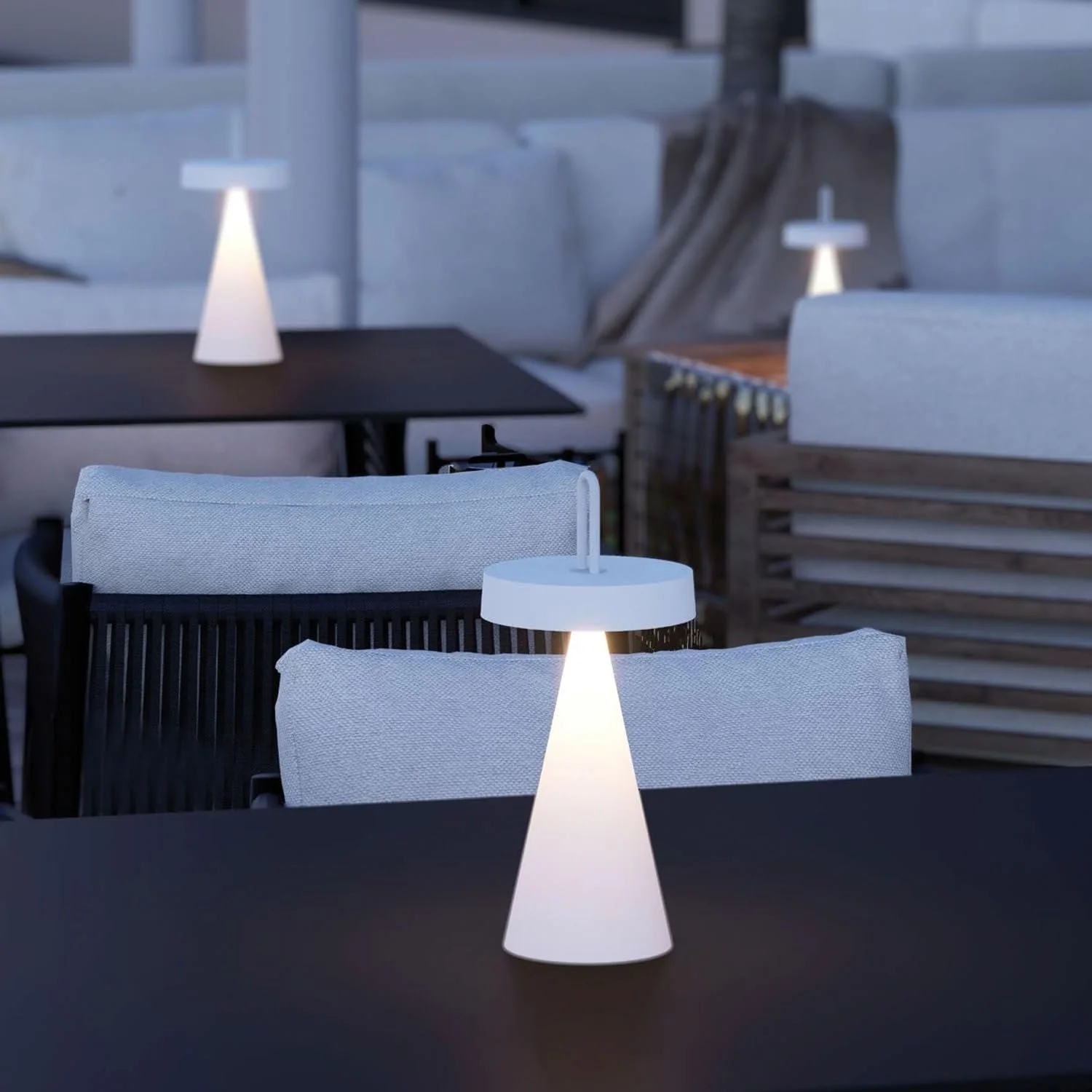 Настільна лампа Just Light LED Акумуляторна 28.9 см Пластик Силікон Біла, фото №4