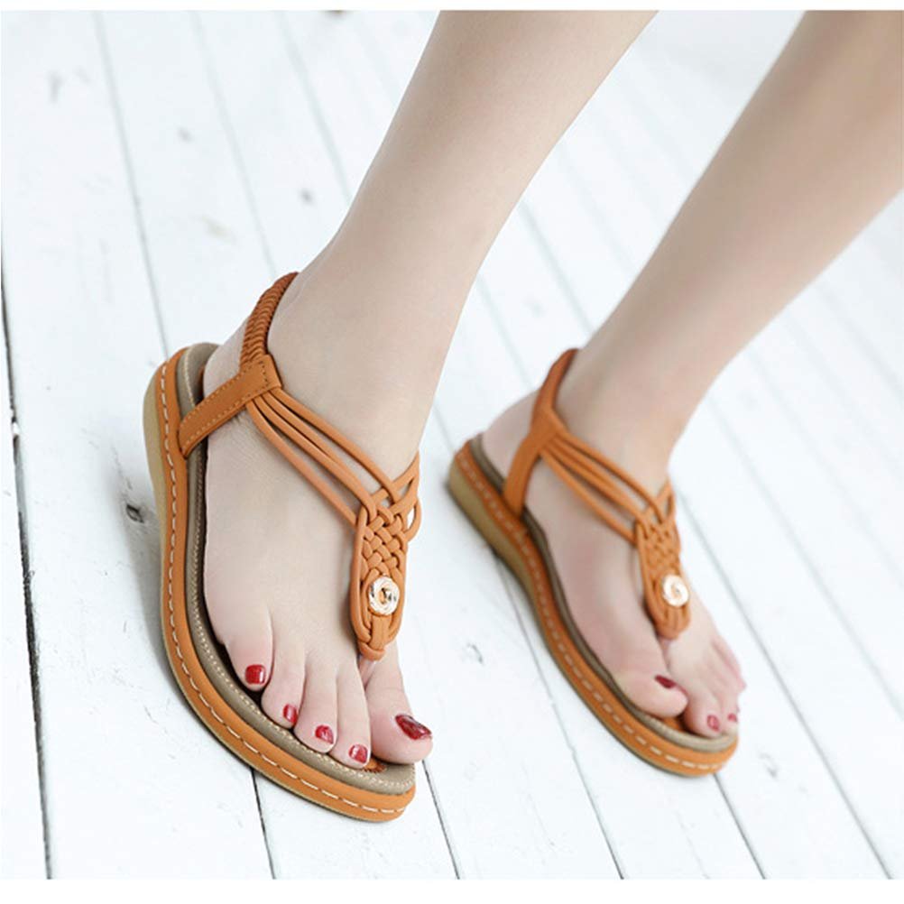 Жіночі плоскі сандалі CrEev літні з затискачем для пальців Богемні Т-подібні, фото №5 Жіночі плоскі сандалі CrEev літні з затискачем для пальців Богемні Т-подібні, фото №5