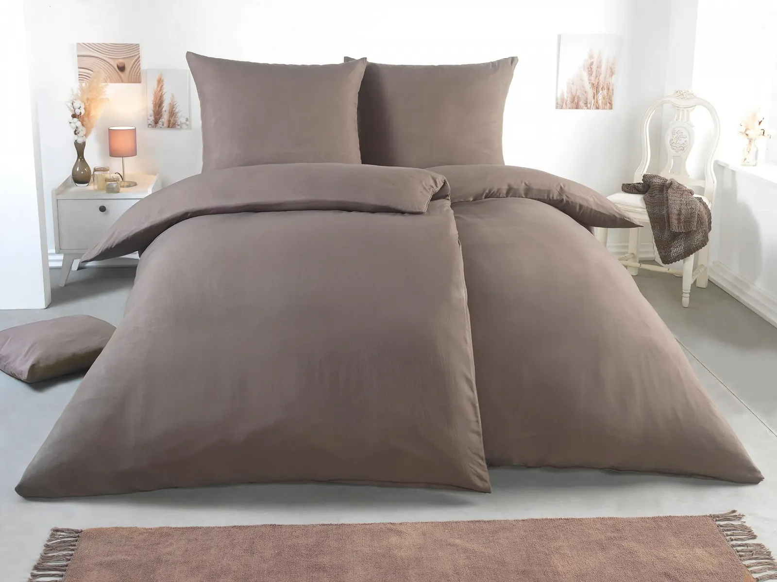 Комплект постільної білизни MALIKA 4 предмети 135 x 200 см + 80 x 80 см мікрофібра Однотонний, фото №7