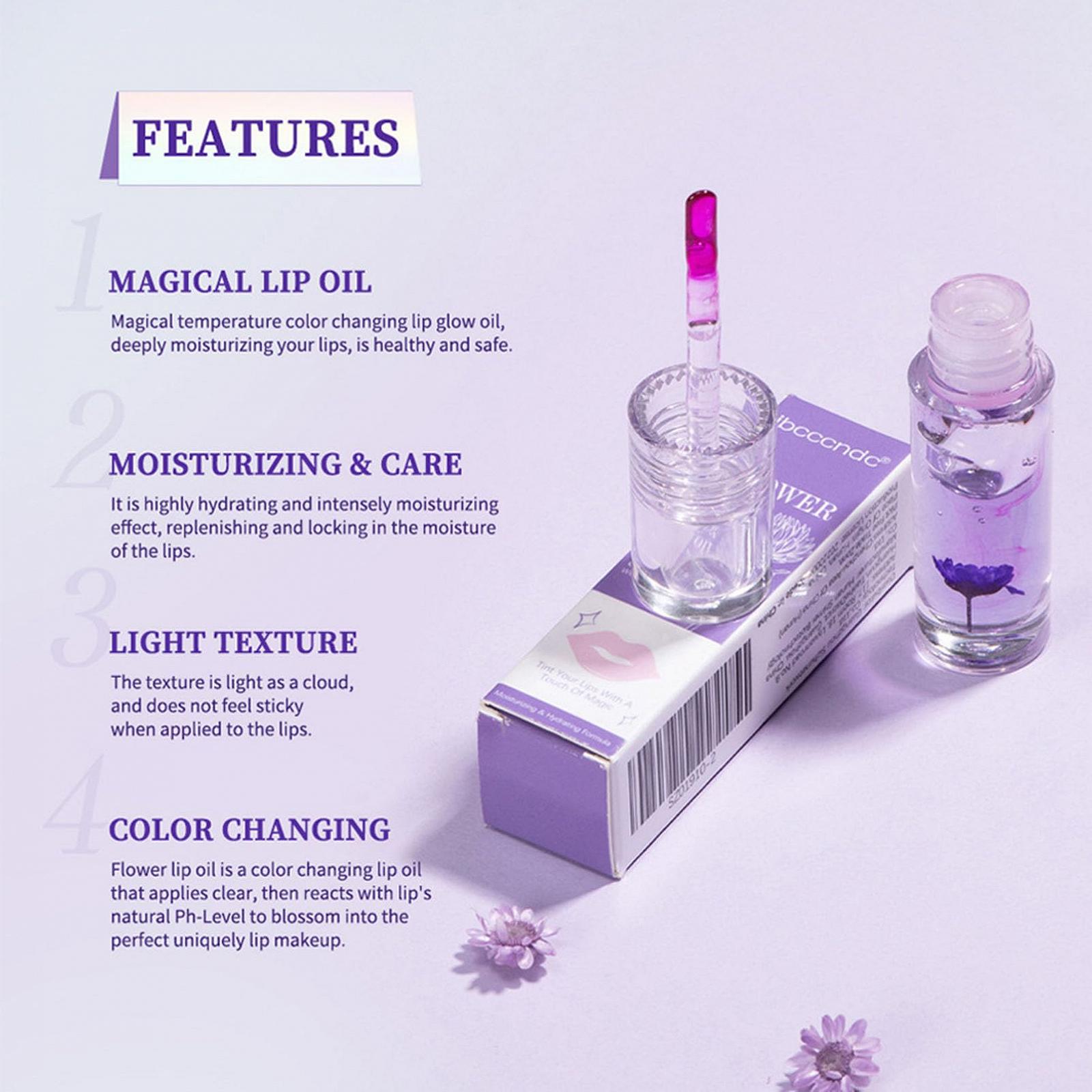 Губна олія Colour Changing Lip Gloss Magic Temperature Moisturising Lip Glow Oil Flower 3#, фото №2