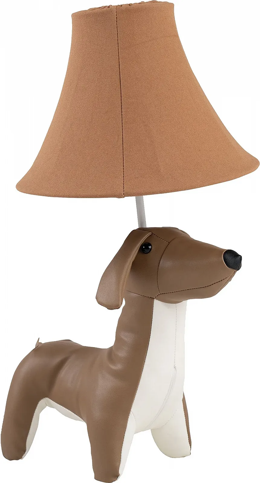 Настільна лампа Happy Lamps Waldi Dachshund LED 48 см Веганська шкіра Коричнева з білим, фото №1
