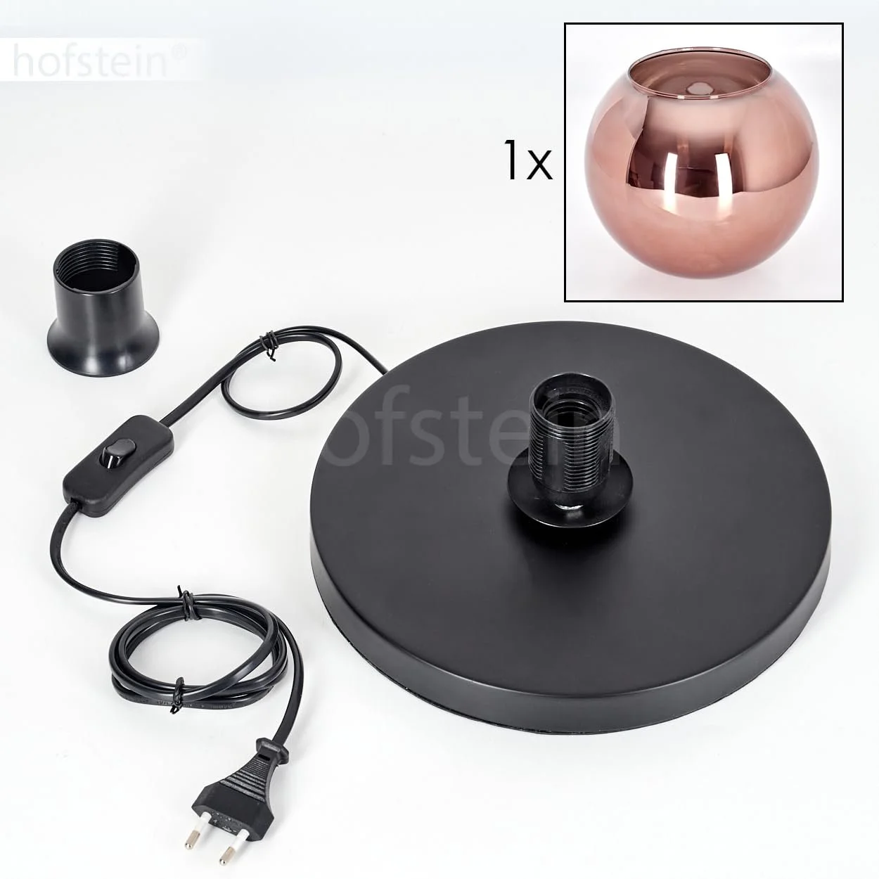 Настільна лампа Koyoto Метал/Скло 25 см E27 Чорний/Мідний, фото №6