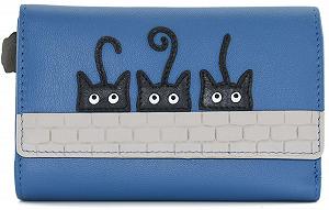 Кошелек три сложения Mala Leather Peek a Boo Cats Collection 3633_01, синий, стандартный размер, RFID - Фото 1