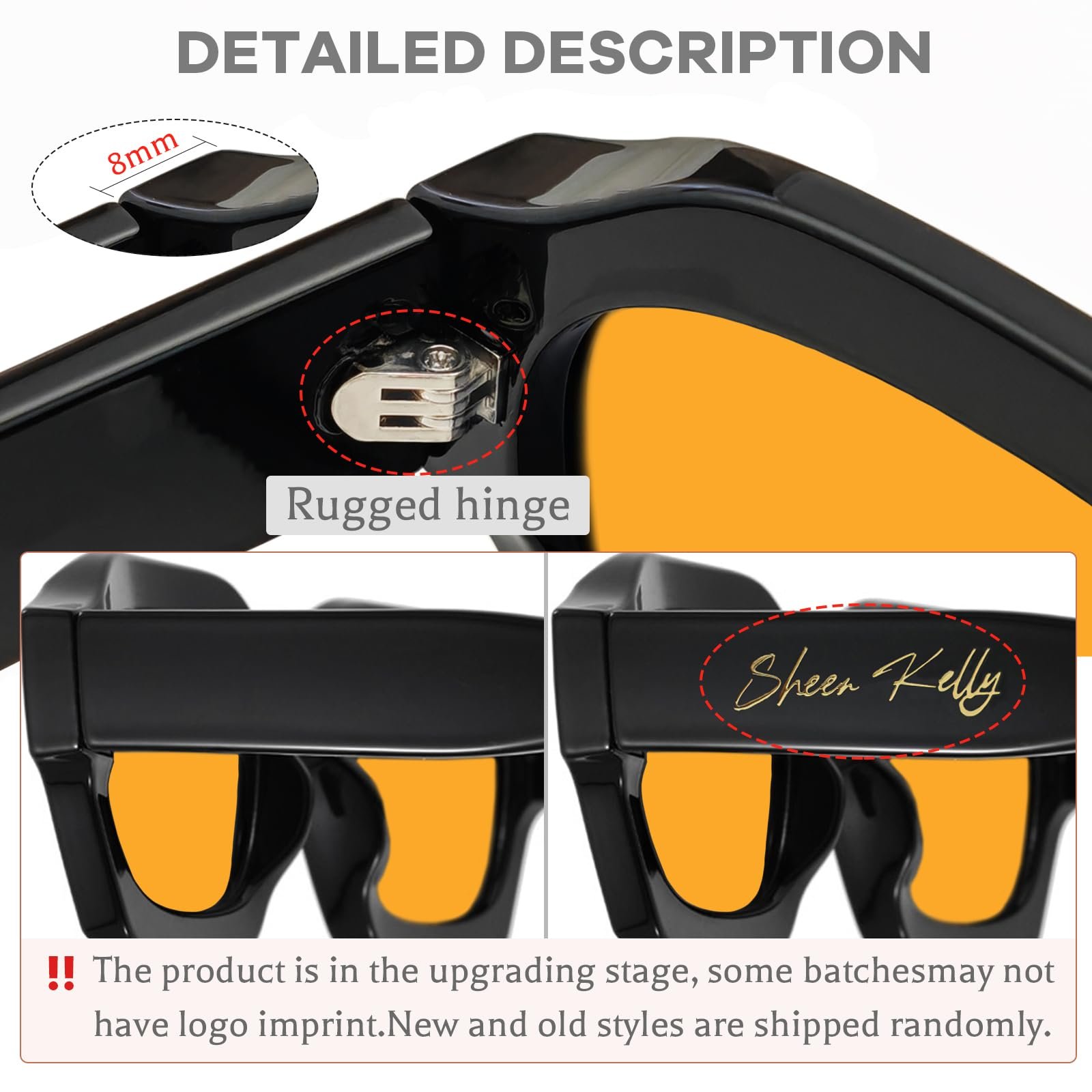 Сонцезахисні окуляри SHEEN KELLY Ретро, товсті, шестикутні для чоловіків та жінок, фото №6