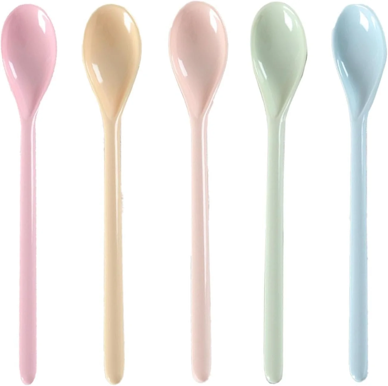 Ложки Raheem Набор 5 цветных пластиковых ложек, пластиковые ложки, длинные ложки, цветные длинные ложки для варенья, десертные ложки для кофе, многоразовые пластиковые ложки, суповые ложки для кофе, напитков, яиц, мороженого, йогурта, фото №9
