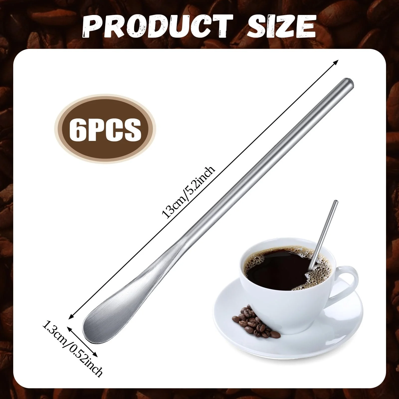 Набір з 6 маленьких ложок для еспресо з нержавіючої сталі, фото №2