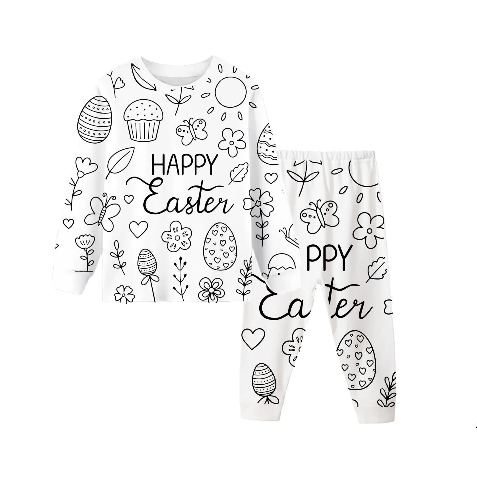 Піжама для розмальовування дитяча DIY з ручним розписом для сну з мультяшним принтом, фото №1 Піжама для розмальовування дитяча DIY з ручним розписом для сну з мультяшним принтом, фото №1