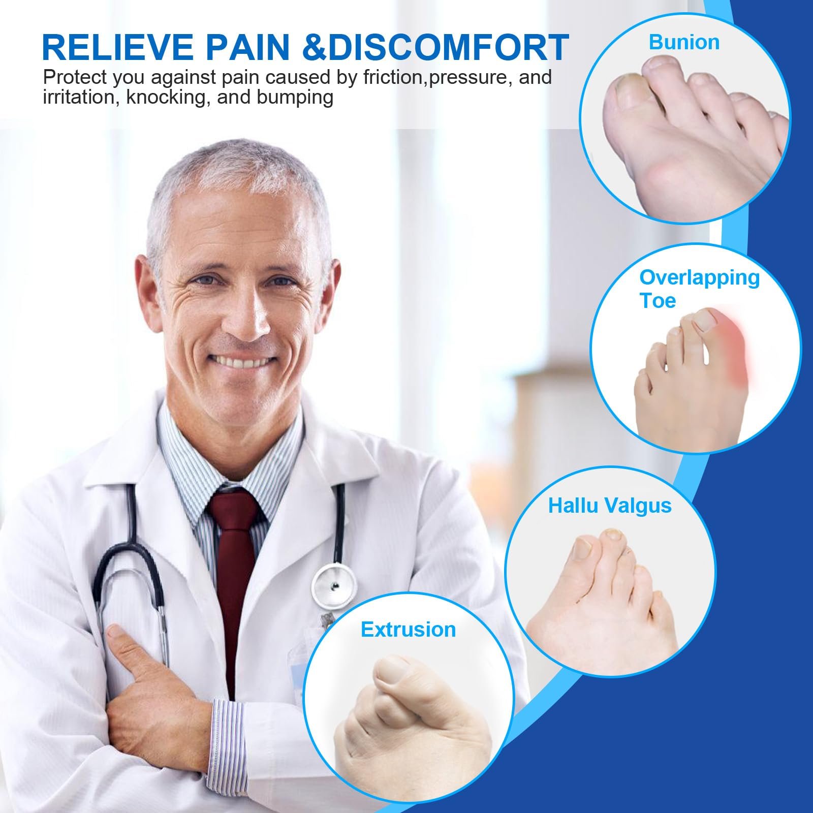 Роздільник для пальців ніг з п'ятковою стрічкою (2 шт.) Без ковзання Захист великого пальця ноги для чоловіків і жінок Підходить для більшості типів взуття Шкіра, фото №6 Роздільник для пальців ніг з п'ятковою стрічкою (2 шт.) Без ковзання Захист великого пальця ноги для чоловіків і жінок Підходить для більшості типів взуття Шкіра, фото №6