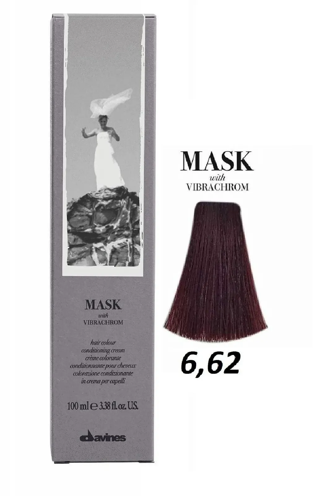 Фарба для волосся Davines Mask Vibrachrom 6.62 Темний шатен червоний іризуючий 100 мл, фото №3 Фарба для волосся Davines Mask Vibrachrom 6.62 Темний шатен червоний іризуючий 100 мл, фото №3