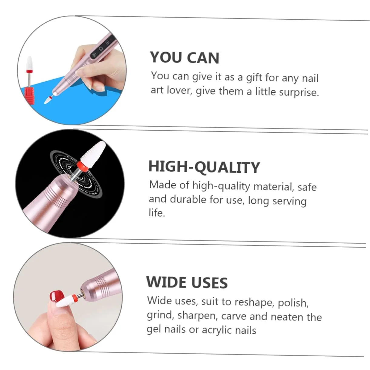 Полировщик для ногтей Healvian Claw Cutter для домашних животных, ручка для маникюра, профессиональный набор для маникюра, ручка для сверления ногтей из акрила, розовая, алюминиевый сплав, стиль компьютерной ручки, фото №3 Полировщик для ногтей Healvian Claw Cutter для домашних животных, ручка для маникюра, профессиональный набор для маникюра, ручка для сверления ногтей из акрила, розовая, алюминиевый сплав, стиль компьютерной ручки, фото №3