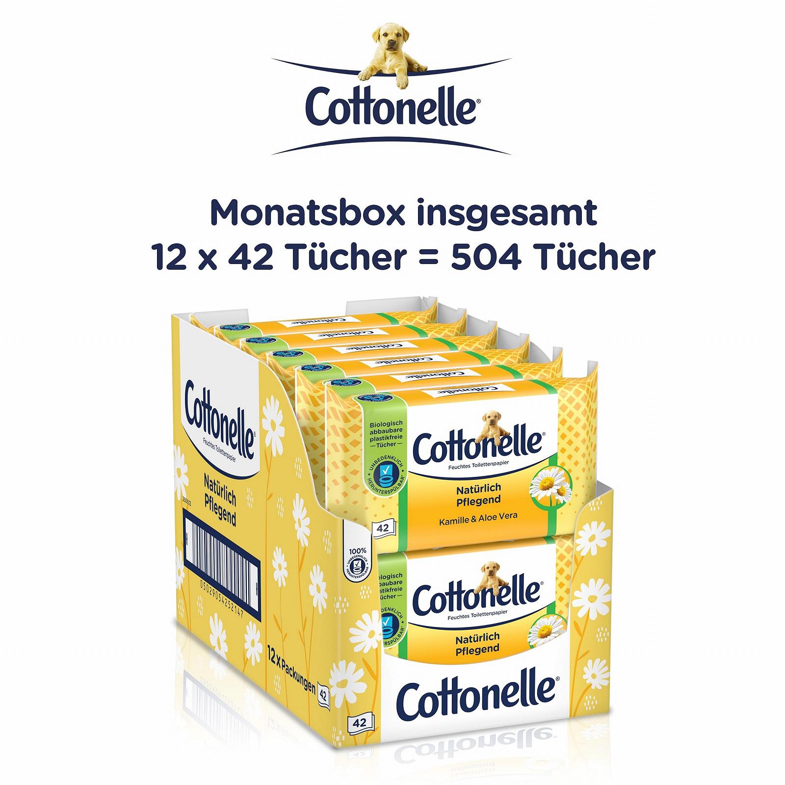 Серветки вологі Cottonelle Naturally Nourishing Ромашка та Алое Вера, 12 x 42 шт, фото №7