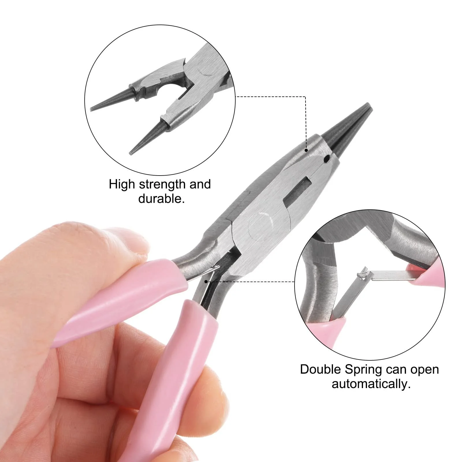 Мини плоскогубцы круглогубцы sourcing map 4.5 дюйма, конические прецизионные плоскогубцы с розовой пластиковой ручкой для изготовления ювелирных изделий и рукоделия, фото №4 Мини плоскогубцы круглогубцы sourcing map 4.5 дюйма, конические прецизионные плоскогубцы с розовой пластиковой ручкой для изготовления ювелирных изделий и рукоделия, фото №4