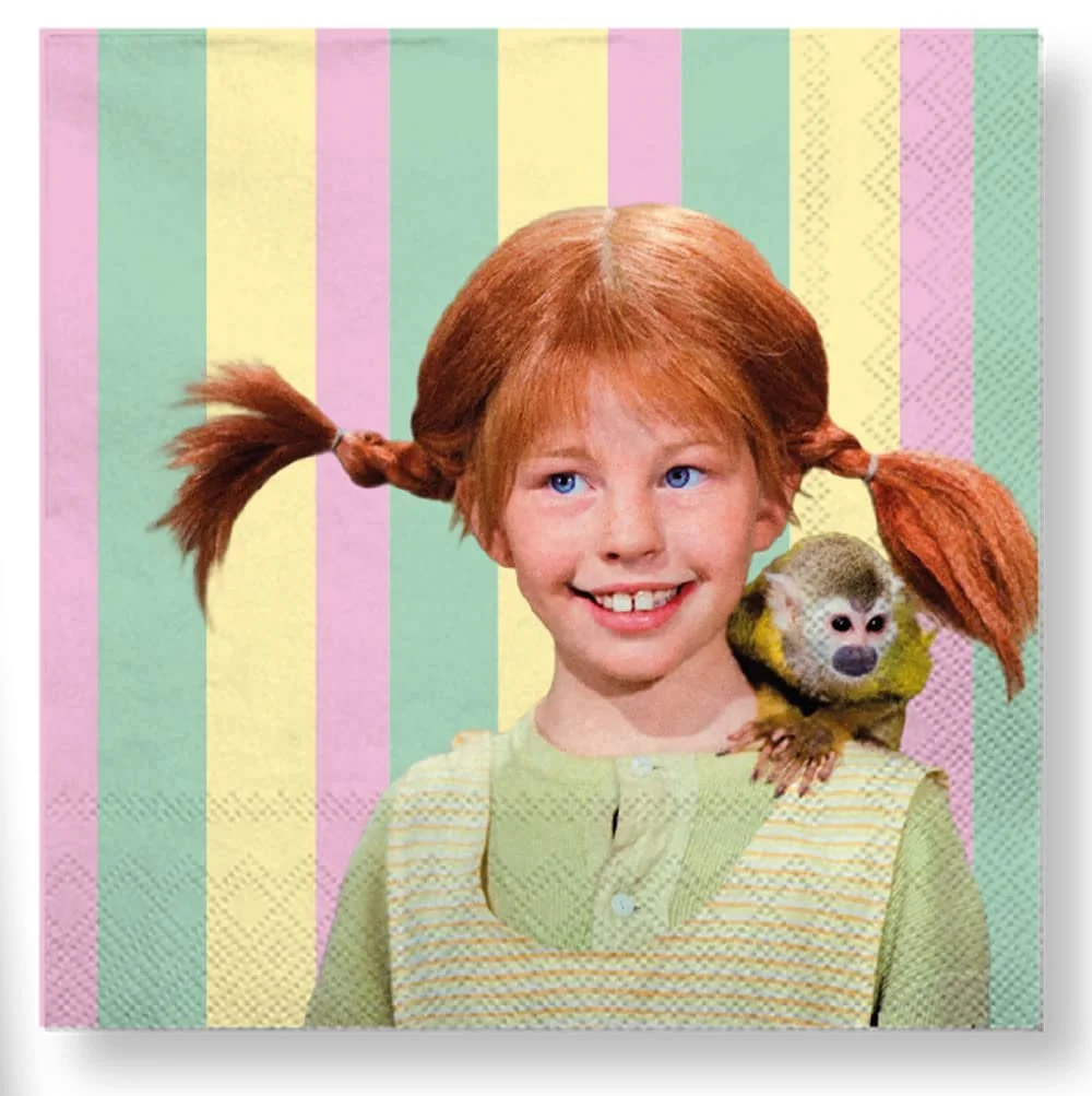 Набір посуду для вечірки Pippi Longstocking: тарілки, стакани, серветки, декор, фото №4