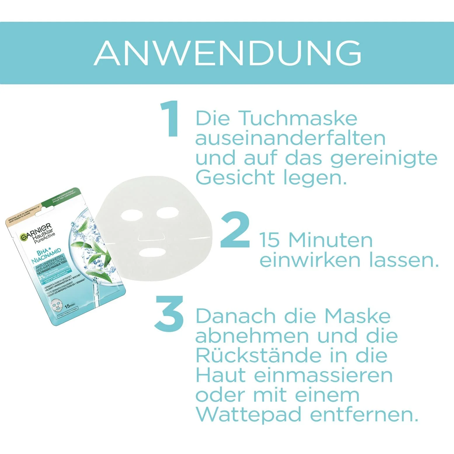 Тканинна маска Garnier Skin Clear Active з олією чайного дерева та саліциловою кислотою, 23 г, фото №4