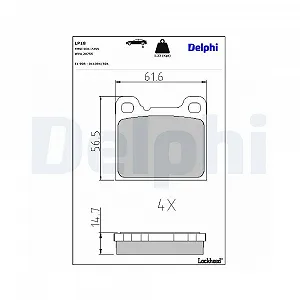 Комплект гальмівних колодок DELPHI LP18 дискове гальмо для ALFA ROMEO AUDI BMW FIAT FORD VW - Фото 1
